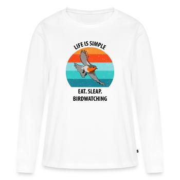 Observation des oiseaux Observation des oiseaux Observation des oiseaux - T-shirt manches longues Premium bio Femme - blanc - Devant - Julia (174cm)