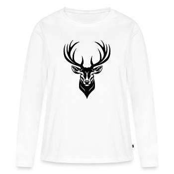 Tête de cerf - T-shirt manches longues Premium bio Femme - blanc - Devant - Julia (174cm)