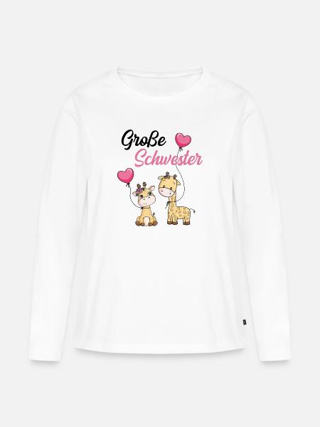 Große Schwester Giraffe - Frauen Premium Bio Langarmshirt - Weiß