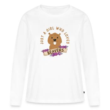 castor - T-shirt manches longues Premium bio Femme - blanc - Devant - Julia (174cm)