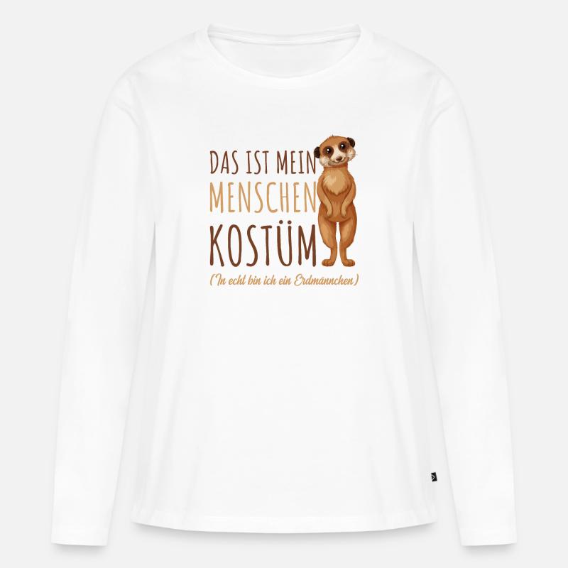 Erdmännchen - Frauen Premium Bio Langarmshirt - Weiß