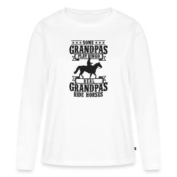 Les chevaux - T-shirt manches longues Premium bio Femme - blanc - Devant - Julia (174cm)