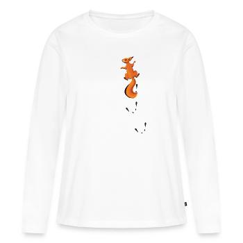 Kletterndes Eichhörnchen mit Spuren Geschenk - Frauen Premium Bio Langarmshirt - Weiß - Vorne - Julia (174cm)
