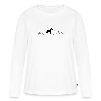 Schnauzer géant - T-shirt manches longues Premium bio Femme - blanc - Devant - Julia (174cm)