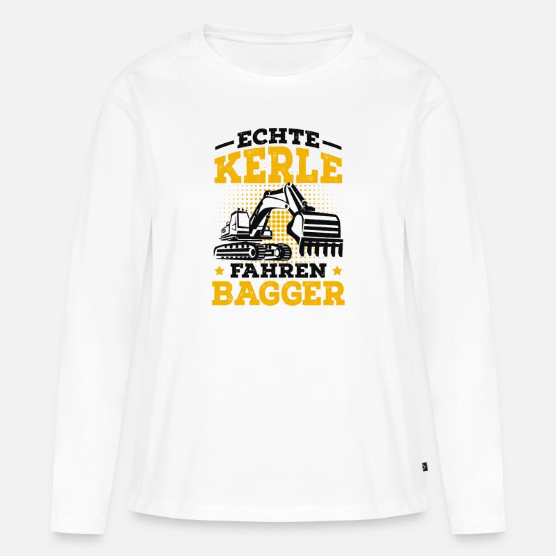 Baggerfahrer - Frauen Premium Bio Langarmshirt - Weiß