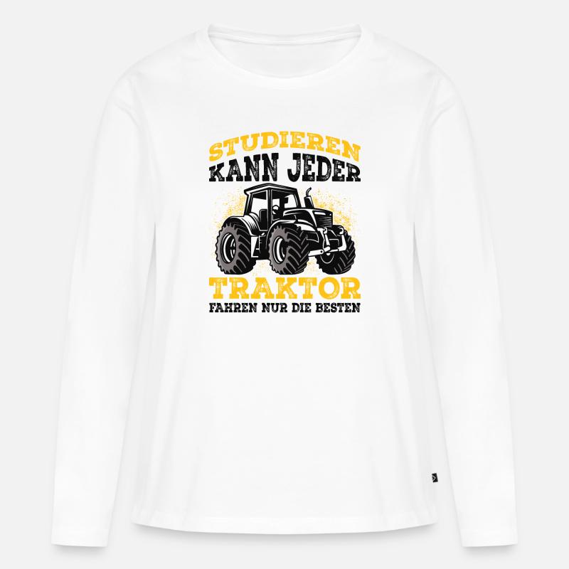 Traktor - Frauen Premium Bio Langarmshirt - Weiß