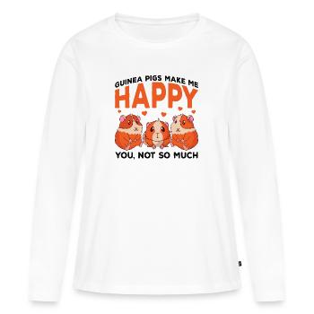 Cochon d'Inde - T-shirt manches longues Premium bio Femme - blanc - Devant - Julia (174cm)