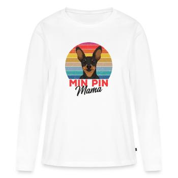 Pinscher nain - T-shirt manches longues Premium bio Femme - blanc - Devant - Julia (174cm)