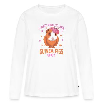 Cochon d'Inde - T-shirt manches longues Premium bio Femme - blanc - Devant - Julia (174cm)
