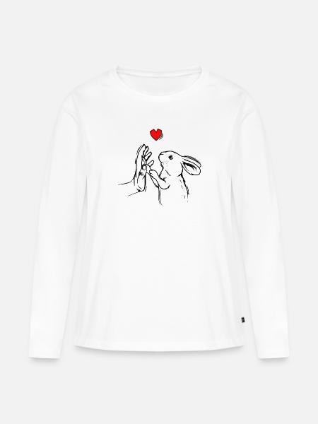 Hase - Frauen Premium Bio Langarmshirt - Weiß