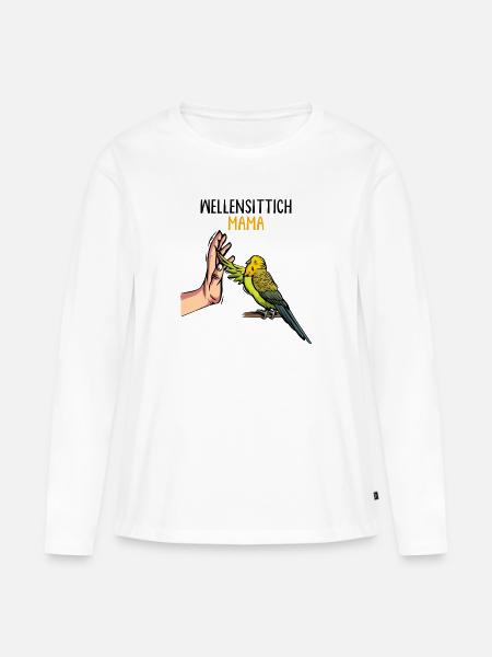 Wellensittich Mama Vogelbesitzerin - Frauen Premium Bio Langarmshirt - Weiß