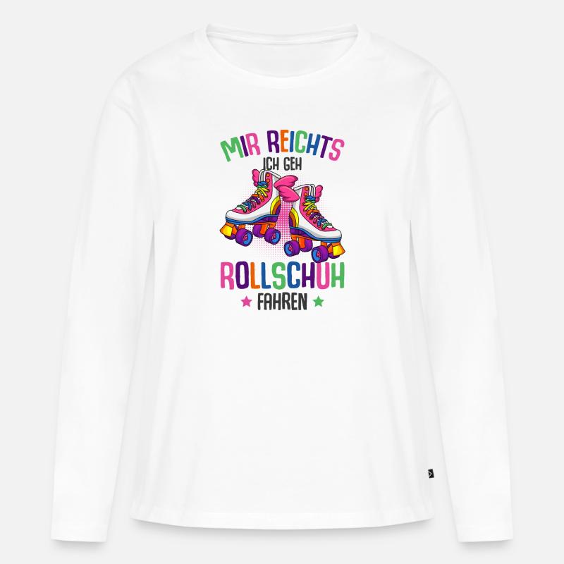 Rollschuhe - Frauen Premium Bio Langarmshirt - Weiß