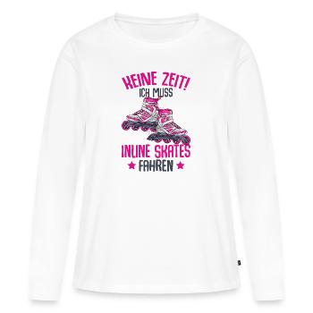 Inline Skates - Frauen Premium Bio Langarmshirt - Weiß - Vorne - Julia (174cm)