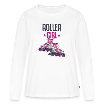 Inline Skates - Frauen Premium Bio Langarmshirt - Weiß - Vorne - Julia (174cm)