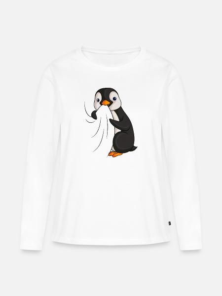 Pinguin - Frauen Premium Bio Langarmshirt - Weiß