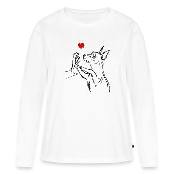Pinscher nain - T-shirt manches longues Premium bio Femme - blanc - Devant - Julia (174cm)