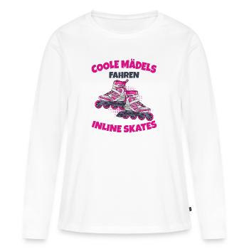 Inline Skates - Frauen Premium Bio Langarmshirt - Weiß - Vorne - Julia (174cm)