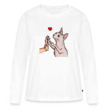 Sphynx Chat Sphinx Chat nu - T-shirt manches longues Premium bio Femme - blanc - Devant - Julia (174cm)