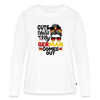 German Germany German Flag Cute Until My German - Frauen Premium Bio Langarmshirt - Weiß - Vorne - Julia (174cm)