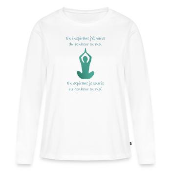 Citation yoga - T-shirt manches longues Premium bio Femme - blanc - Devant - Julia (174cm)