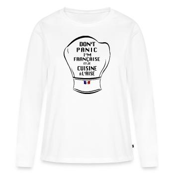 je suis Française et je cuisine à l'aise - Humour - T-shirt manches longues Premium bio Femme - blanc - Devant - Julia (174cm)