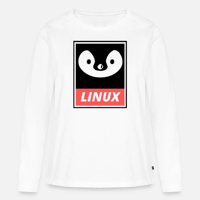 Linux Tux - Frauen Premium Bio Langarmshirt - Weiß