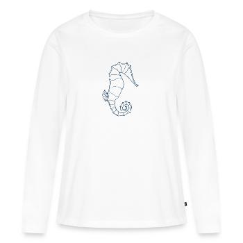 Créatures de la mer sous-marine "SEEPFERD" SHIRT - T-shirt manches longues Premium bio Femme - blanc - Devant - Julia (174cm)