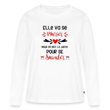Elle va se marier, on est là pour se saouler, EVJF - T-shirt manches longues Premium bio Femme - blanc - Devant - Julia (174cm)