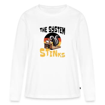 Politik System Stinkt - Frauen Premium Bio Langarmshirt - Weiß - Vorne - Julia (174cm)