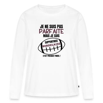 Supportrice Bordelaise Rugby - T-shirt manches longues Premium bio Femme - blanc - Devant - Julia (174cm)