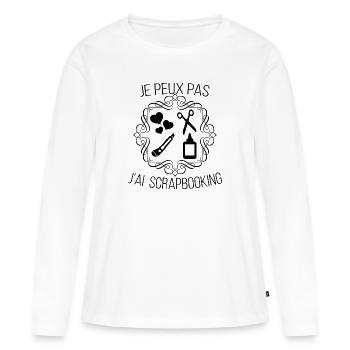 Je peux pas j'ai scrapbooking - T-shirt manches longues Premium bio Femme - blanc - Devant - Julia (174cm)