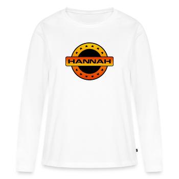 HANNAH. JE M’APPELLE HANNAH. SAMER BRÉSIL - T-shirt manches longues Premium bio Femme - blanc - Devant - Julia (174cm)
