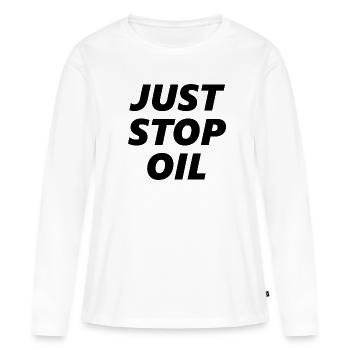 Arrêtez le pétrole Sauvez la Terre Arrêtez le pétrole - T-shirt manches longues Premium bio Femme - blanc - Devant - Julia (174cm)