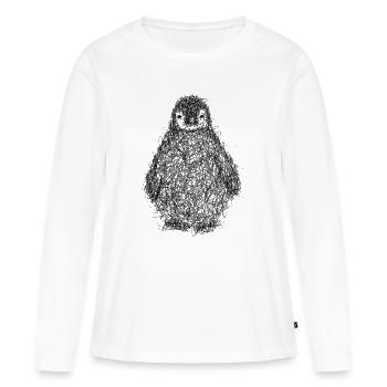 Pingouin gribouillage - T-shirt manches longues Premium bio Femme - blanc - Devant - Julia (174cm)