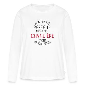 Pas parfaite mais cavalière - T-shirt manches longues Premium bio Femme - blanc - Devant - Julia (174cm)