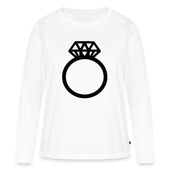 Verlobungsring Diamantring Ehering Motiv Clipart - Frauen Premium Bio Langarmshirt - Weiß - Vorne - Julia (174cm)