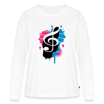une clé de sol comme un graffiti - T-shirt manches longues Premium bio Femme - blanc - Devant - Julia (174cm)