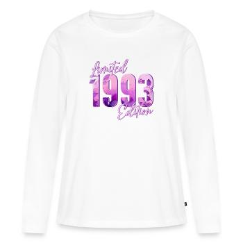 1993 Naissance femme d’anniversaire - T-shirt manches longues Premium bio Femme - blanc - Devant - Julia (174cm)