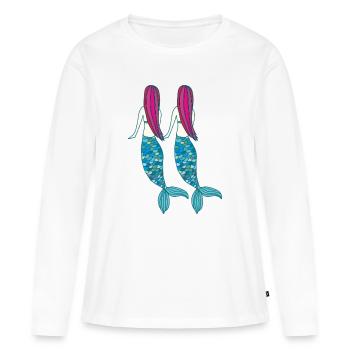 Double Sirène - T-shirt manches longues Premium bio Femme - blanc - Devant - Julia (174cm)
