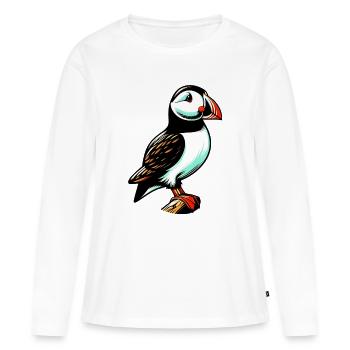 Macareux - T-shirt manches longues Premium bio Femme - blanc - Devant - Julia (174cm)
