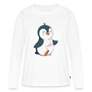 Pingouin mignon - T-shirt manches longues Premium bio Femme - blanc - Devant - Julia (174cm)