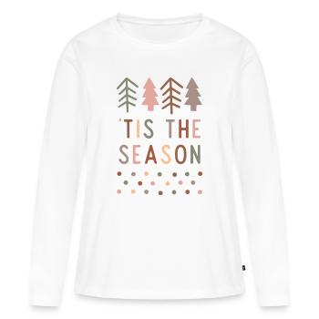 Saison des fêtes : Ambiance bohème de Noël - T-shirt manches longues Premium bio Femme - blanc - Devant - Julia (174cm)