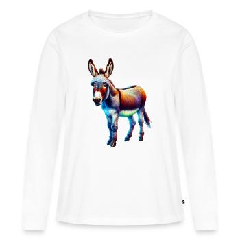 Donkey Mule - Women's Premium Organic Long Sleeve Shirt - white - Front - Julia (174cm)