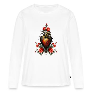 L’élégance gothique du cœur - T-shirt manches longues Premium bio Femme - blanc - Devant - Julia (174cm)