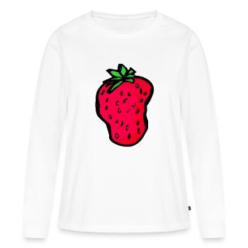 Red strawberry - Women's Premium Organic Long Sleeve Shirt - white - Front - Julia (174cm)