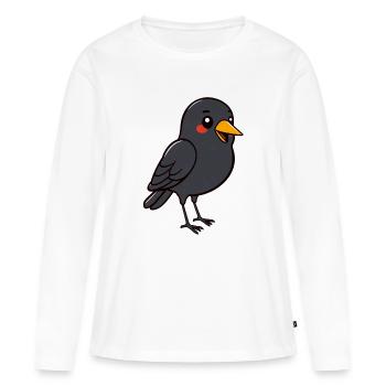 oiseau merle noir - T-shirt manches longues Premium bio Femme - blanc - Devant - Julia (174cm)