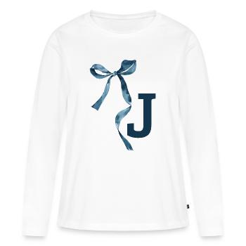 Monogramme j idée cadeau  - T-shirt manches longues Premium bio Femme - blanc - Devant - Julia (174cm)