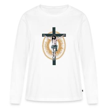 Christus - Frauen Premium Bio Langarmshirt - Weiß - Vorne - Julia (174cm)