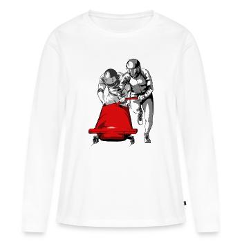 Bobsledder pushing at the start - Women's Premium Organic Long Sleeve Shirt - white - Front - Julia (174cm)