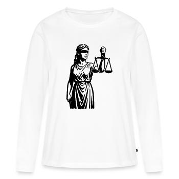 La justice | La justice en silhouette - T-shirt manches longues Premium bio Femme - blanc - Devant - Julia (174cm)
